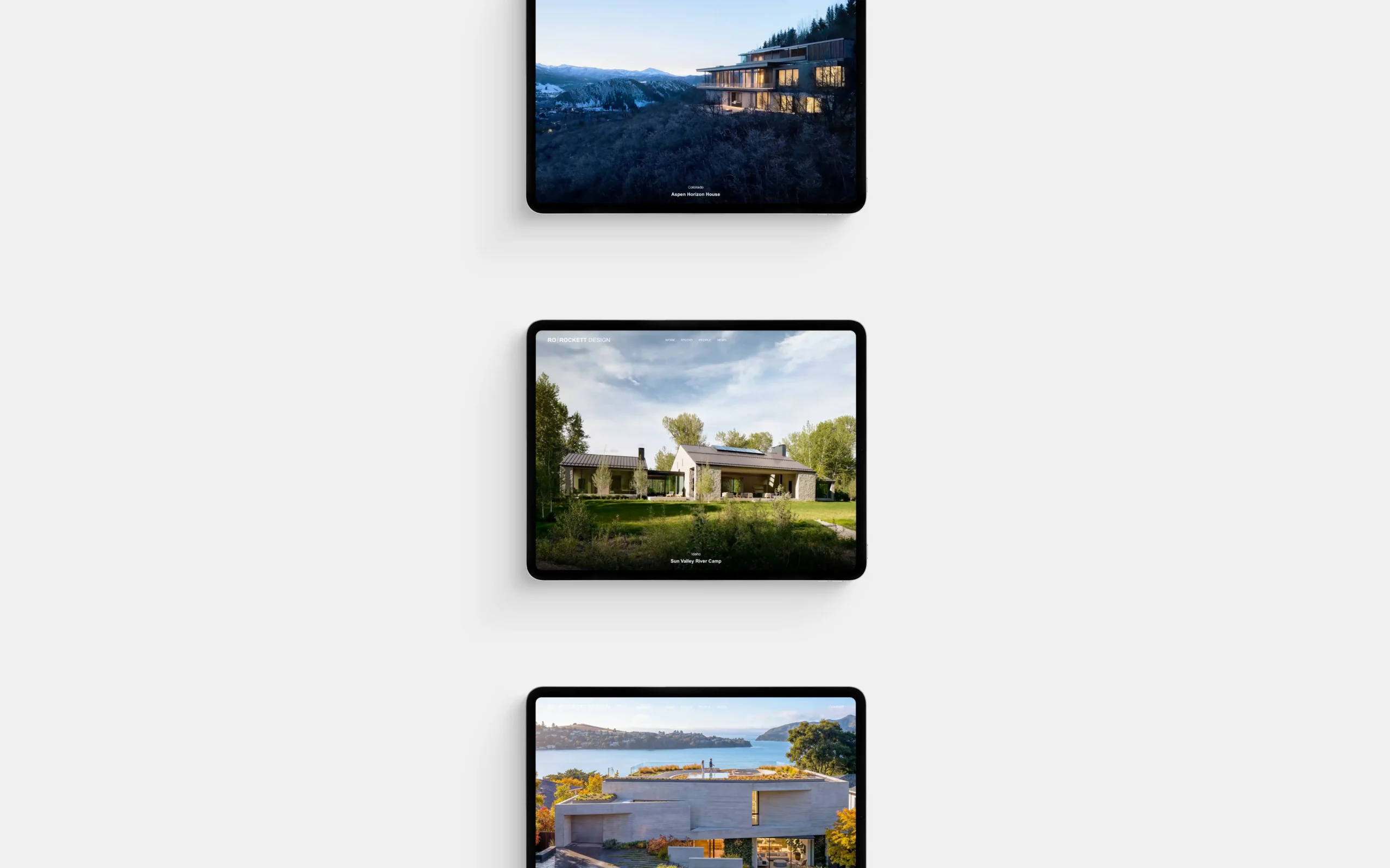 Website ipad mockup of the new website for LA architecture studio Ro | Rockett Design.